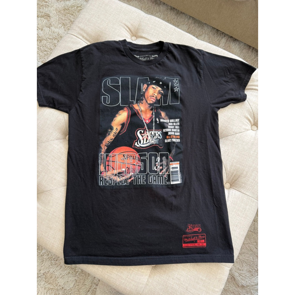 Men's Mitchell & Ness Black Allen Iverson Slam Magazine Tee M